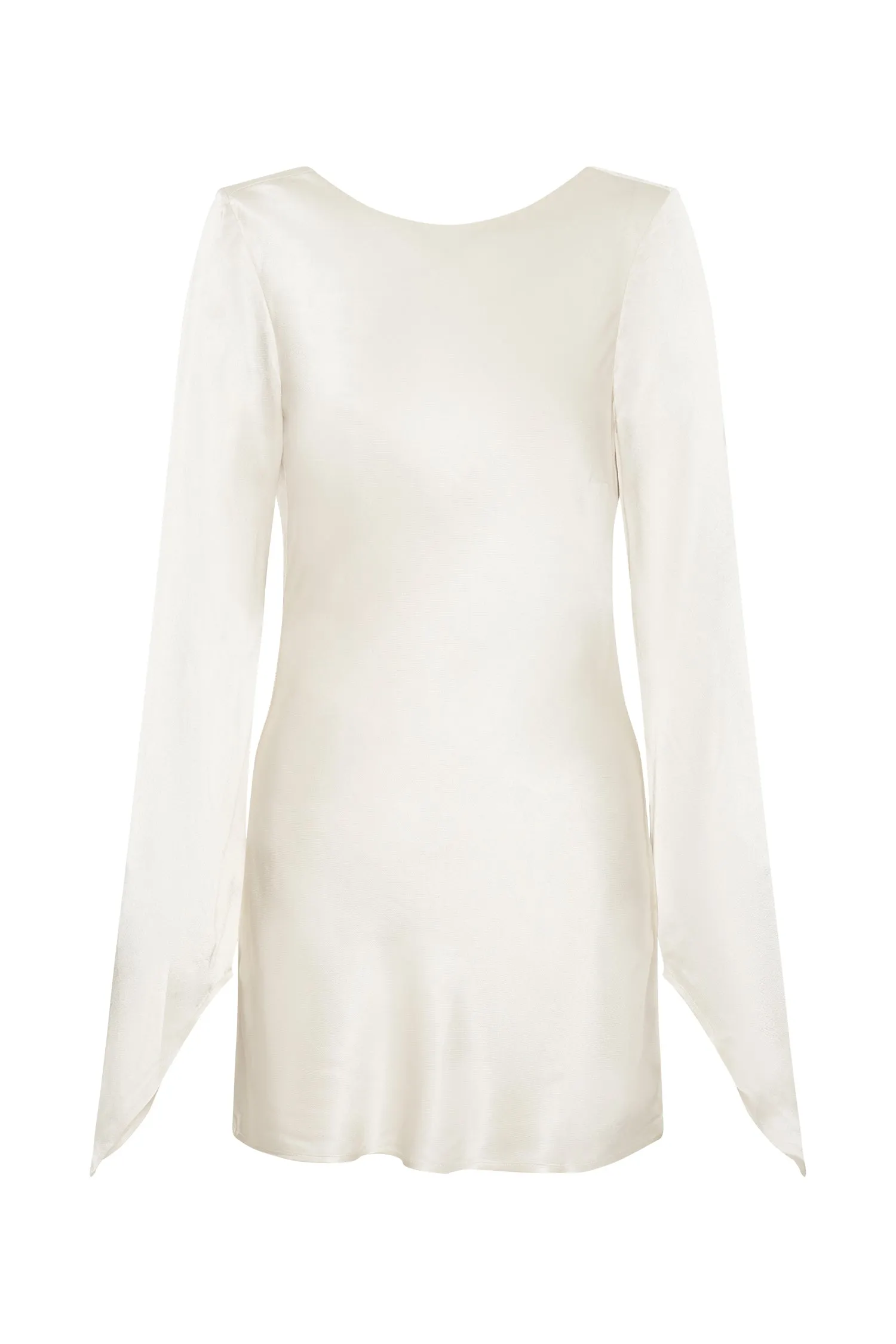 Davina Satin Long Sleeve Mini Dress - Ivory