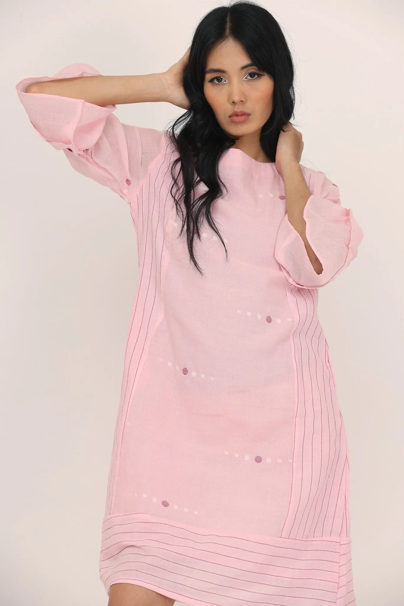 DOUBLE LAYER FRILL SLEEVES DRESS