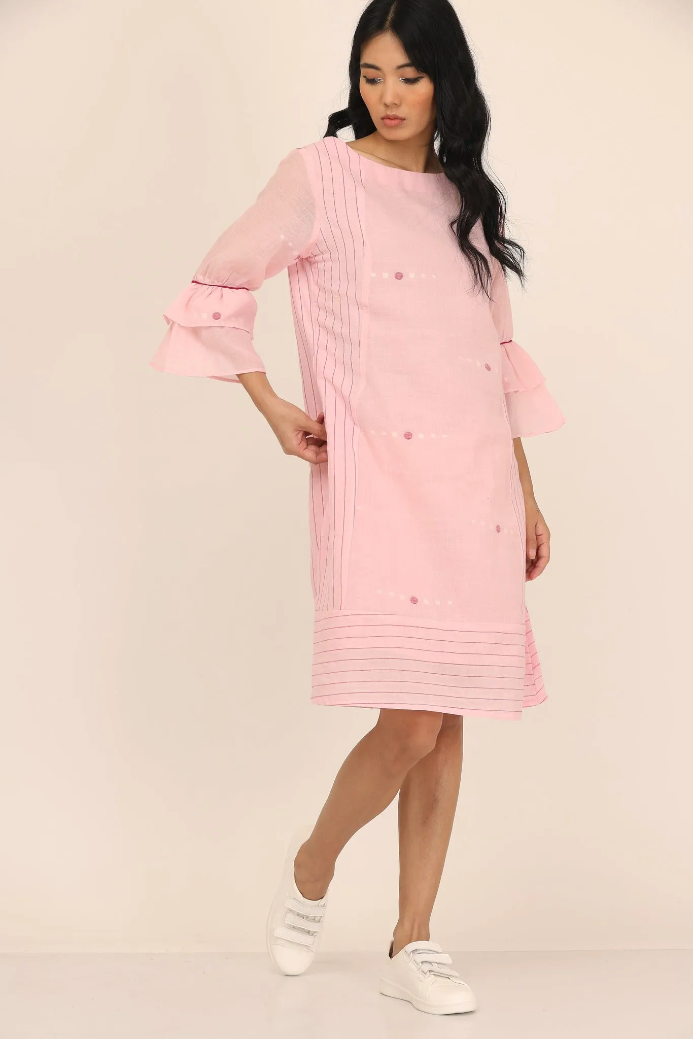 DOUBLE LAYER FRILL SLEEVES DRESS