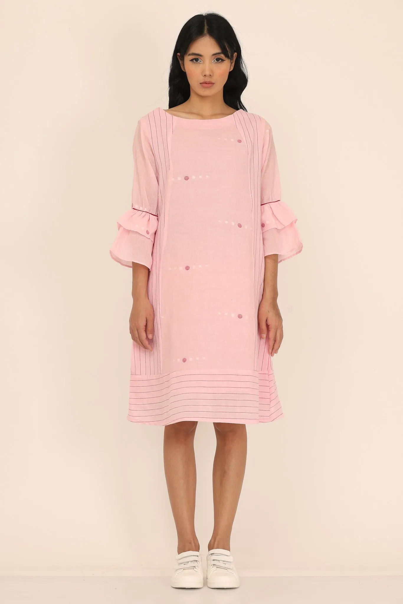 DOUBLE LAYER FRILL SLEEVES DRESS