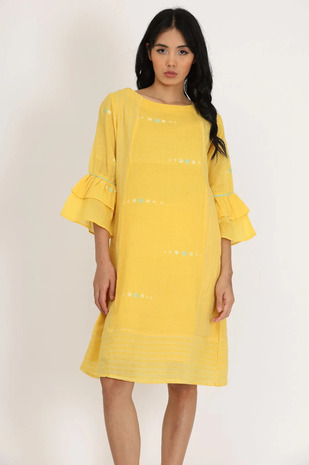 DOUBLE LAYER FRILL SLEEVES DRESS