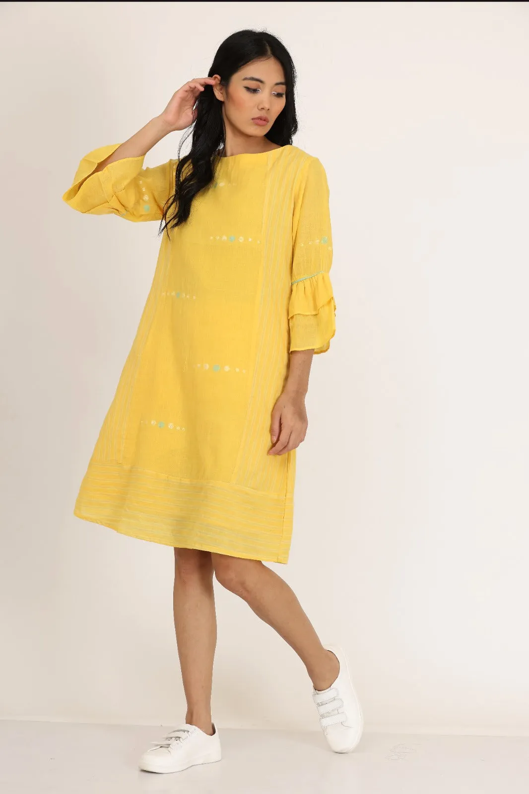 DOUBLE LAYER FRILL SLEEVES DRESS