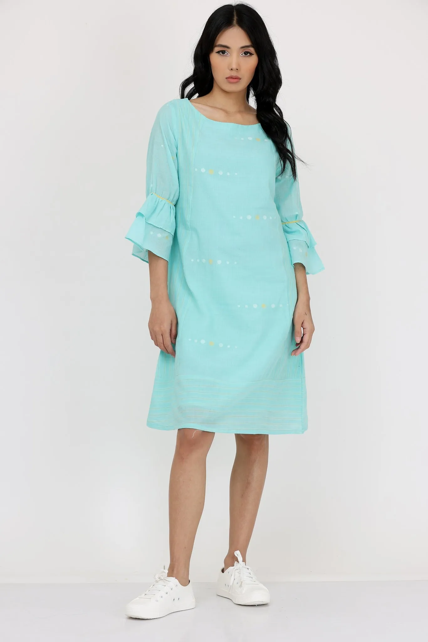 DOUBLE LAYER FRILL SLEEVES DRESS