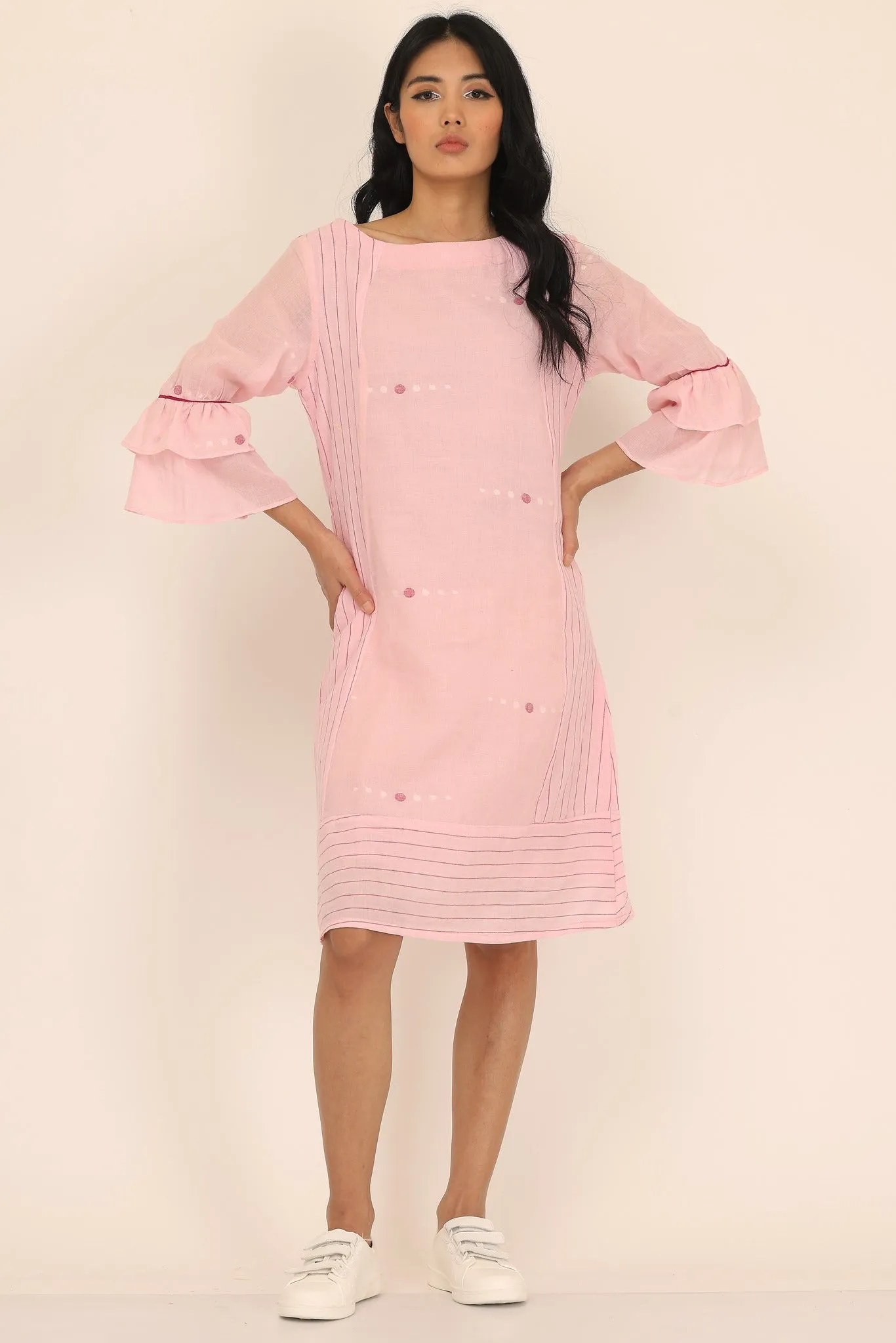 DOUBLE LAYER FRILL SLEEVES DRESS