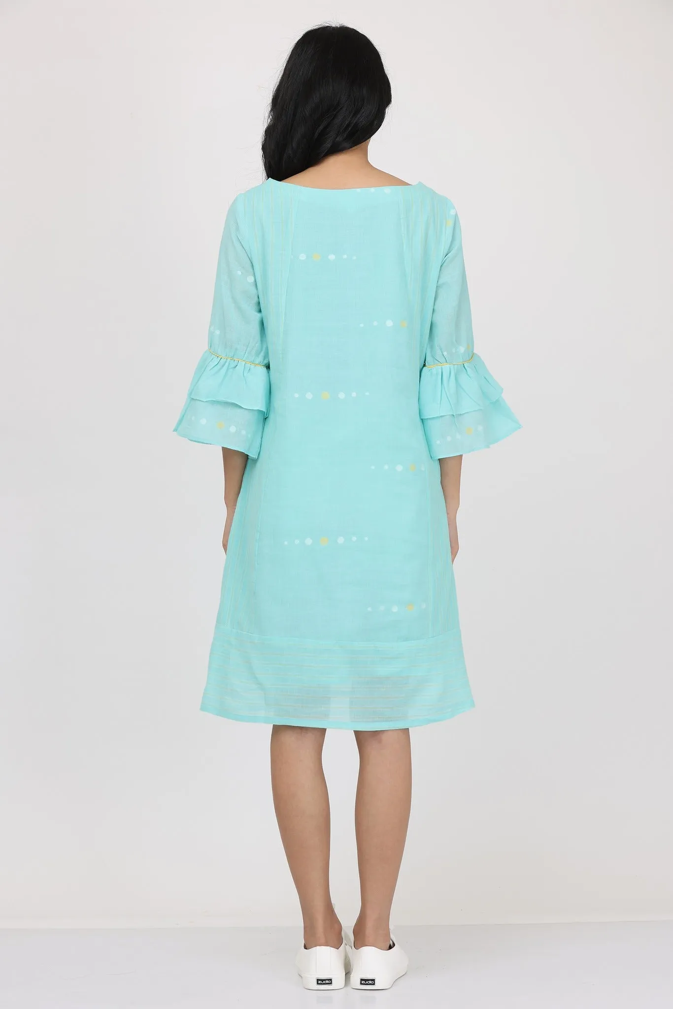 DOUBLE LAYER FRILL SLEEVES DRESS