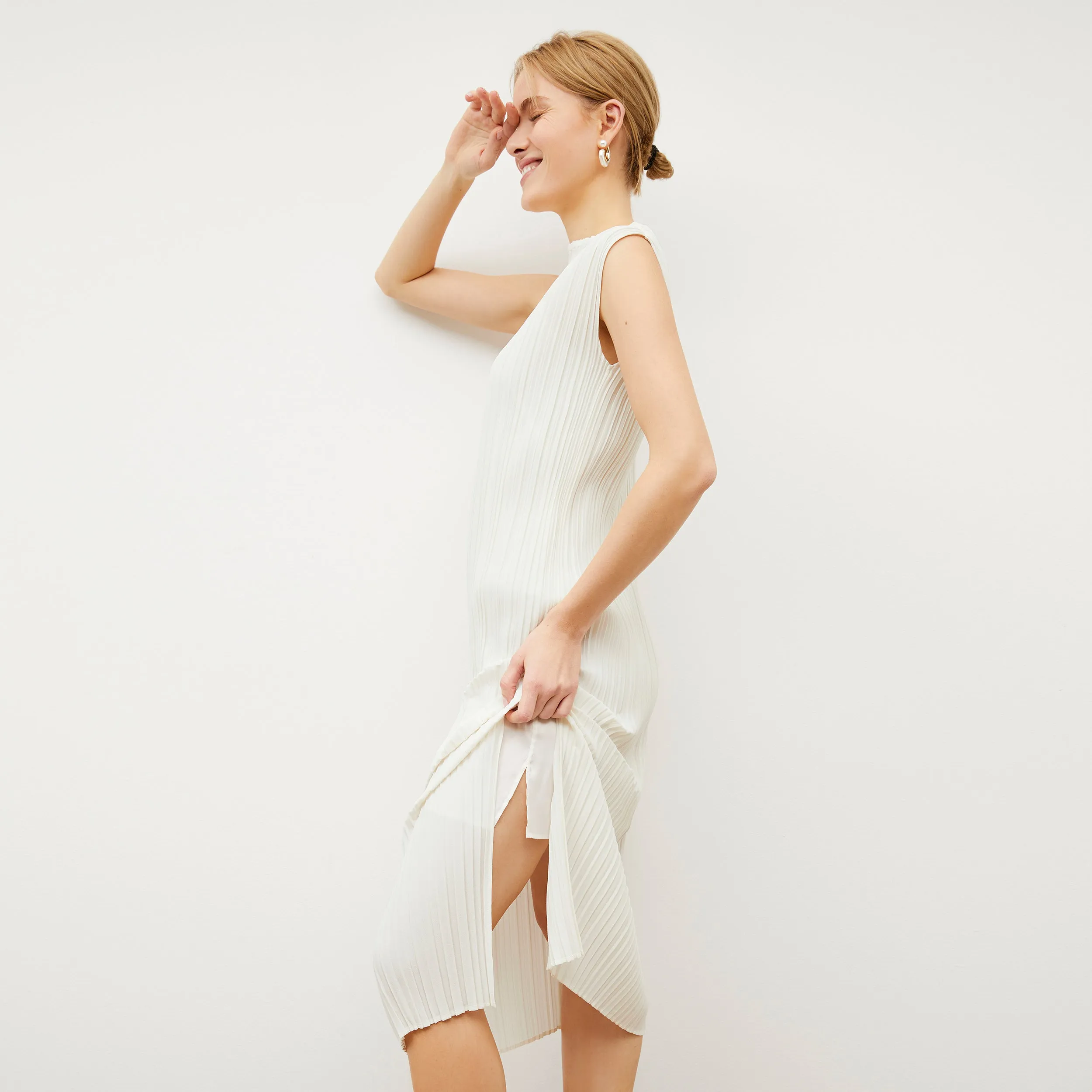 Edith Dress - Micro Pleat :: Ivory