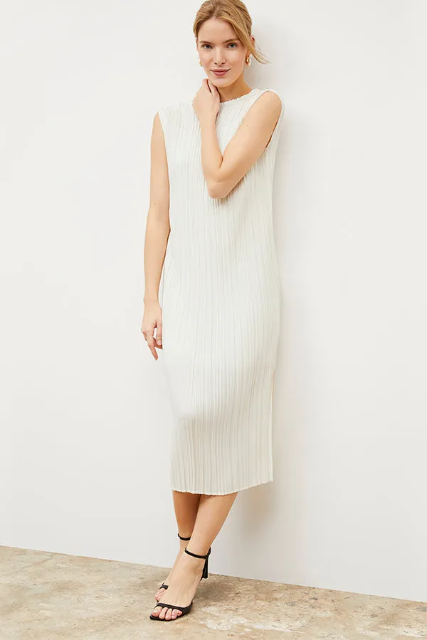 Edith Dress - Micro Pleat :: Ivory