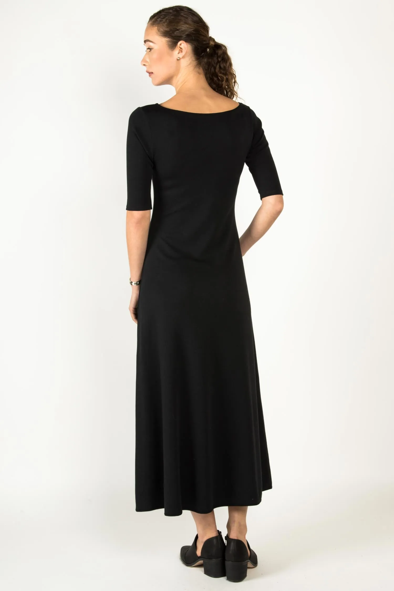 Elbow Sleeve Boatneck Dress