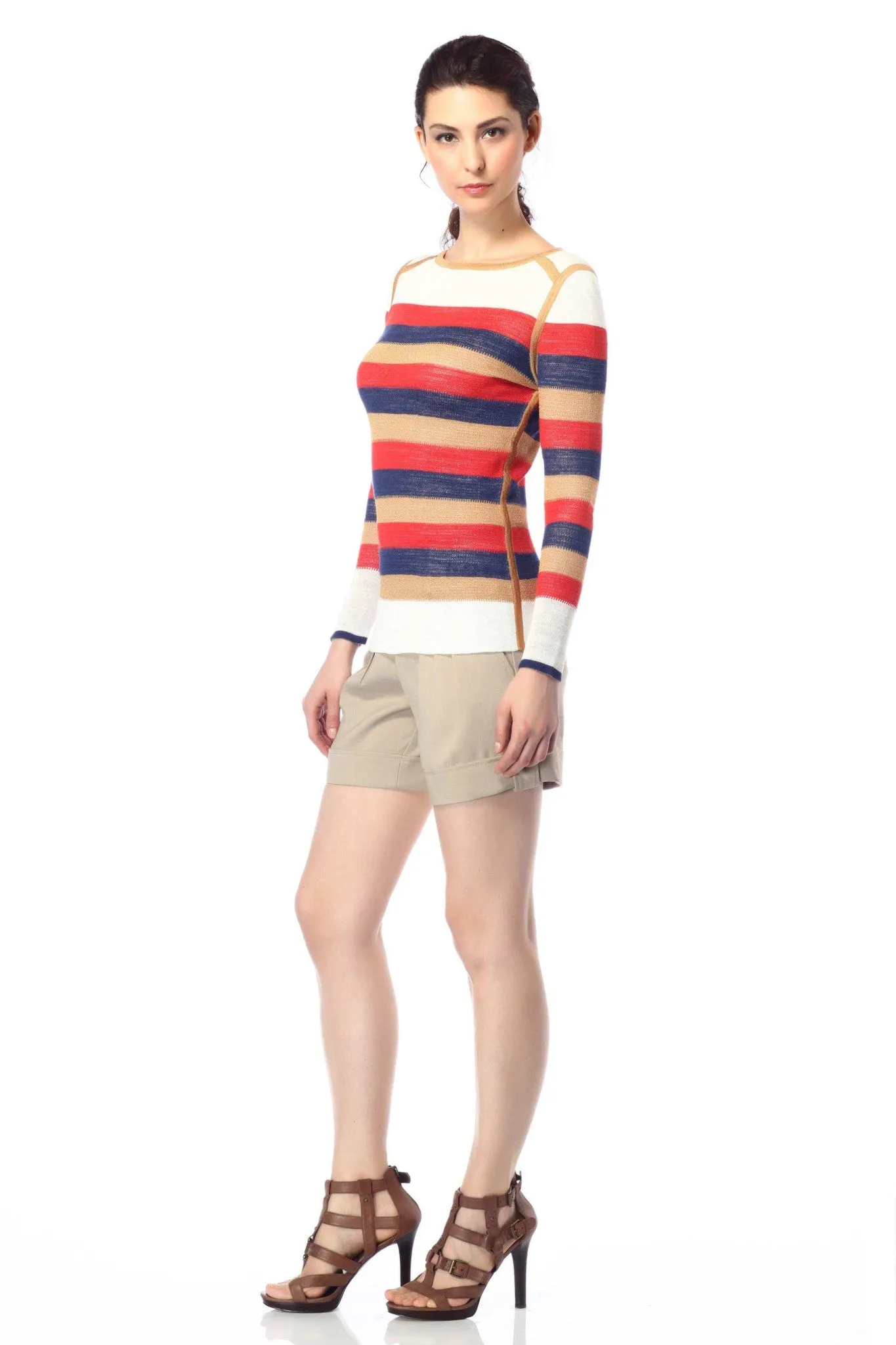 Elena Reversible Boat Neck Stripe Pullover