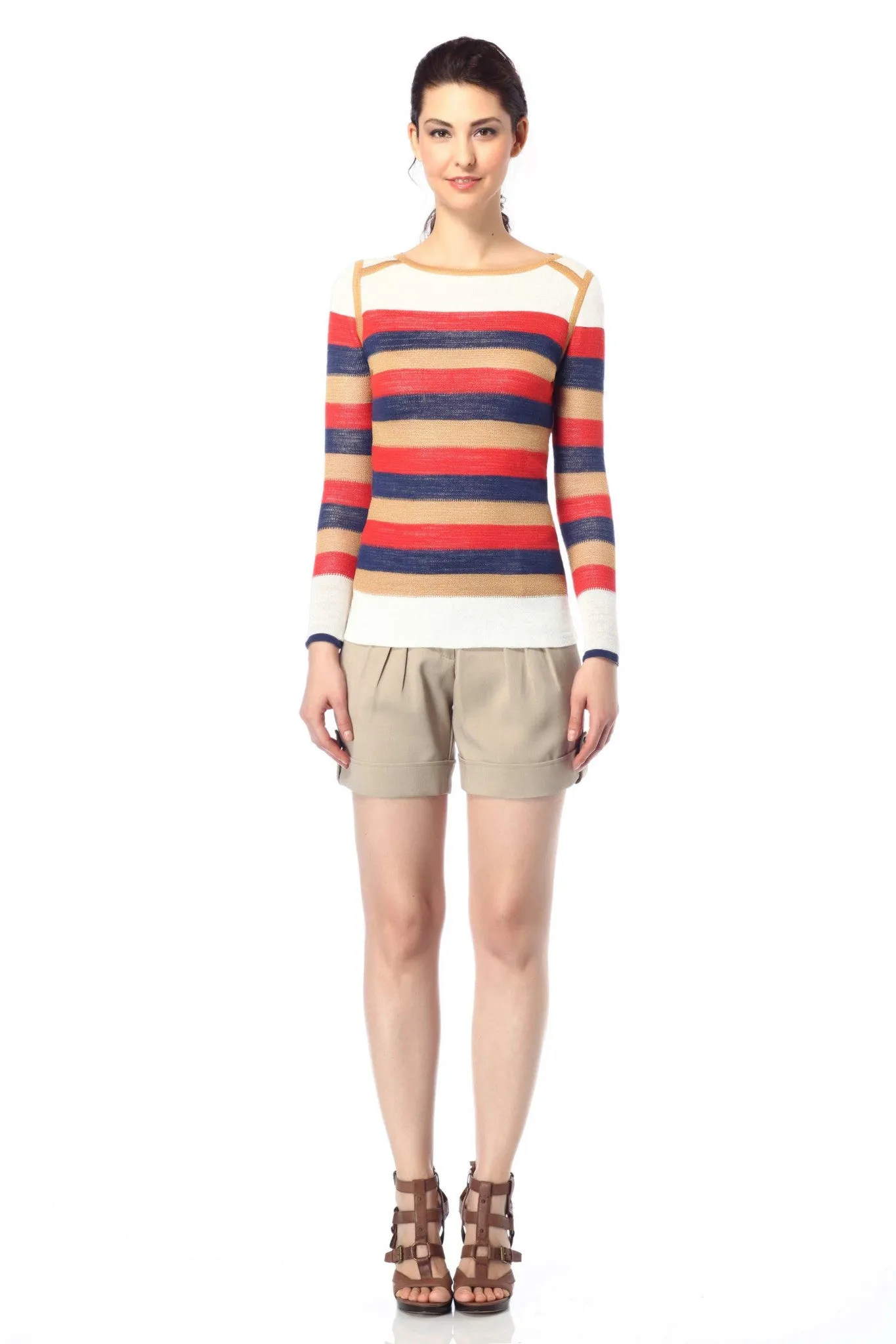 Elena Reversible Boat Neck Stripe Pullover