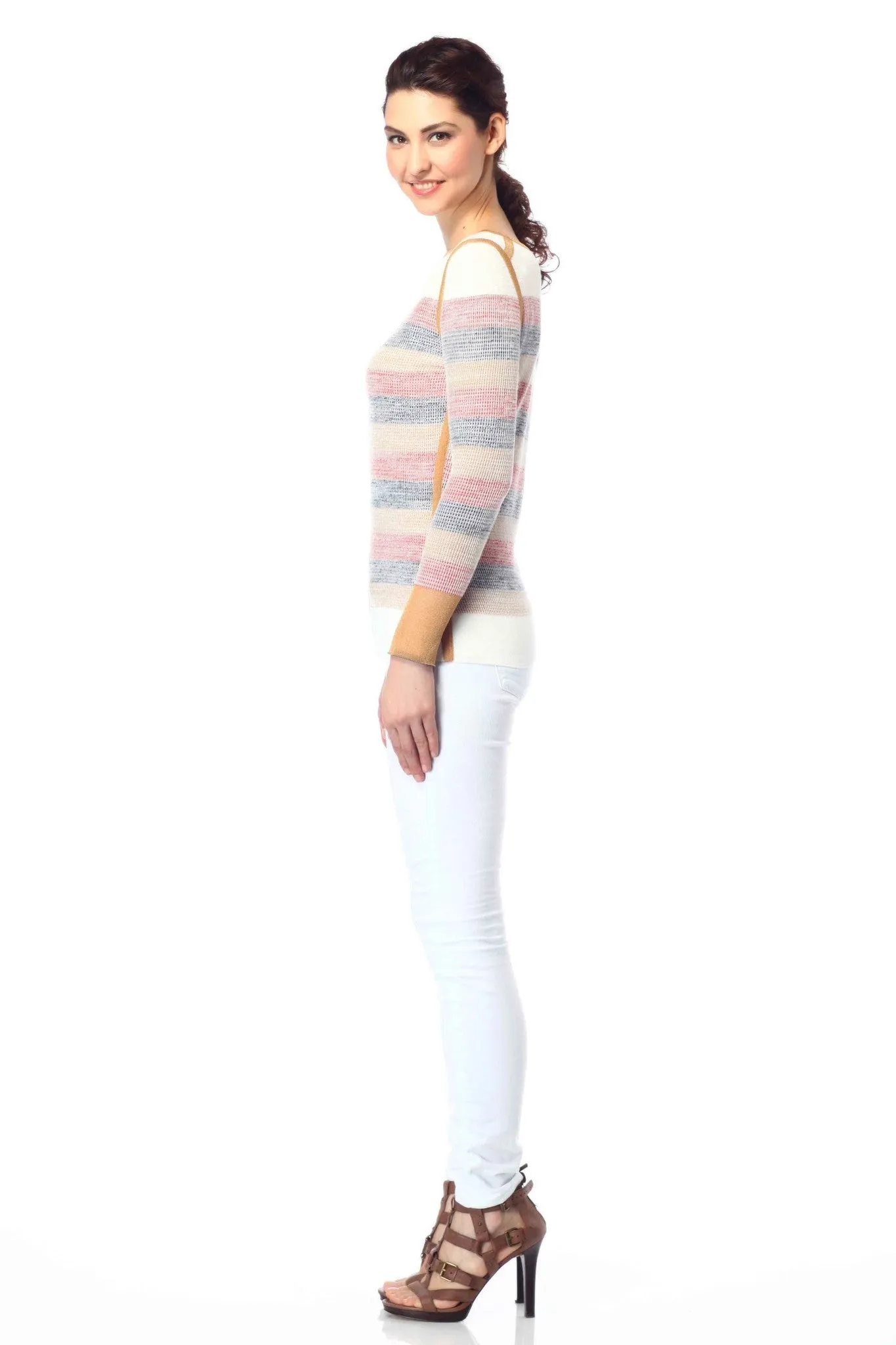 Elena Reversible Boat Neck Stripe Pullover