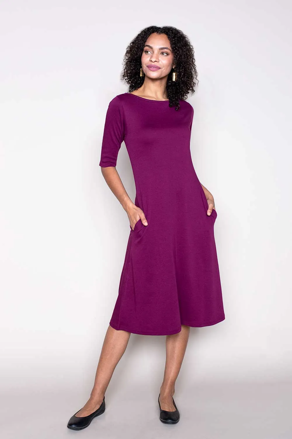 Essential Boatneck Midi Dress With Pockets