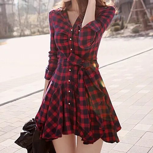 Fashionable Grid Dress AD0158