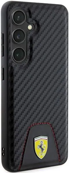 Ferrari Carbon Stitched Bottom Hard Case for Samsung Galaxy S24 6.2"  Black- FEHCS24SN3PUK