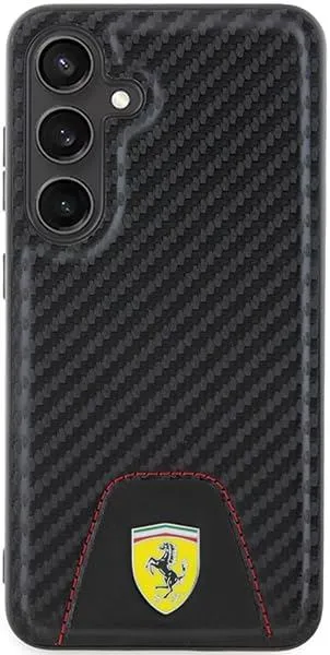 Ferrari Carbon Stitched Bottom Hard Case for Samsung Galaxy S24 6.2"  Black- FEHCS24SN3PUK