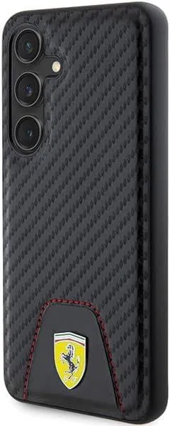 Ferrari Carbon Stitched Bottom Hard Case for Samsung Galaxy S24 6.2"  Black- FEHCS24SN3PUK