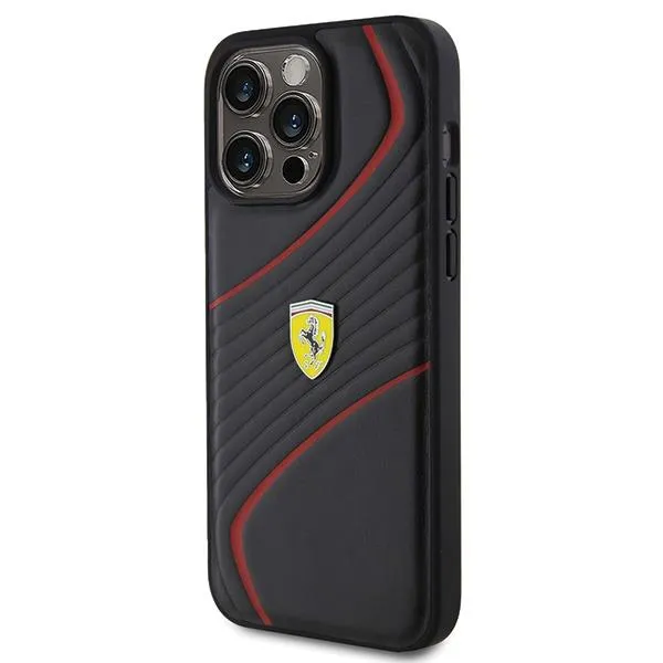 Ferrari Twist Metal Logo Case for iphone 15 Pro Max 6.7" Black - FEHCP15XPTWK