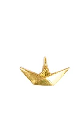 Gold Mini Paper Boat Charm