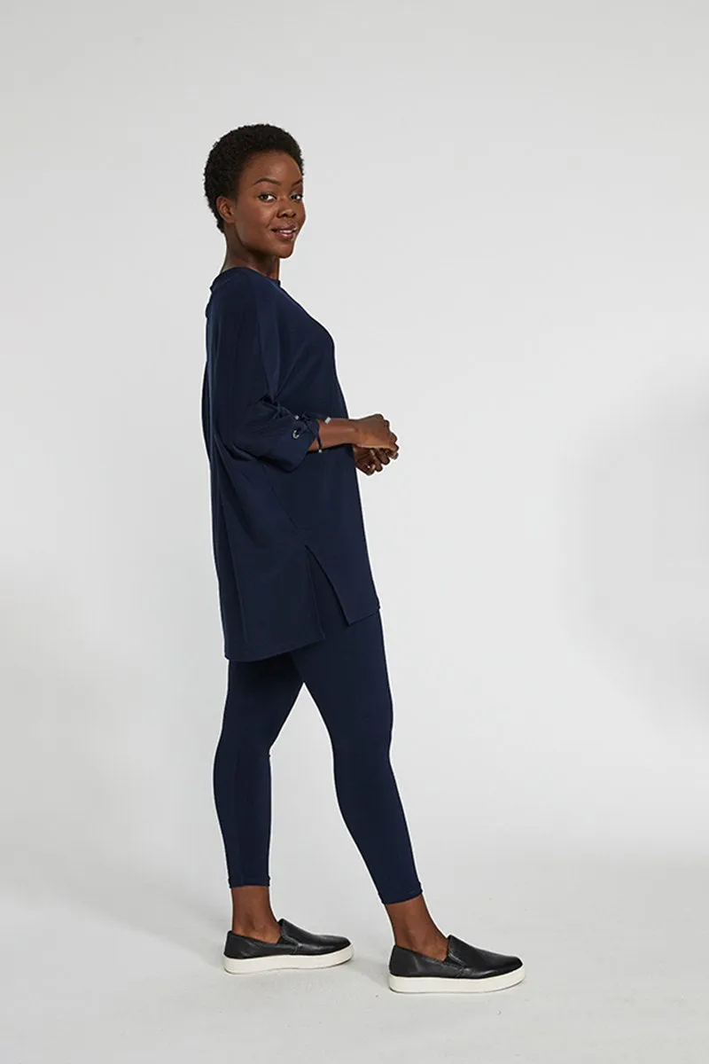 Halo Tie Cuff Tunic | Navy