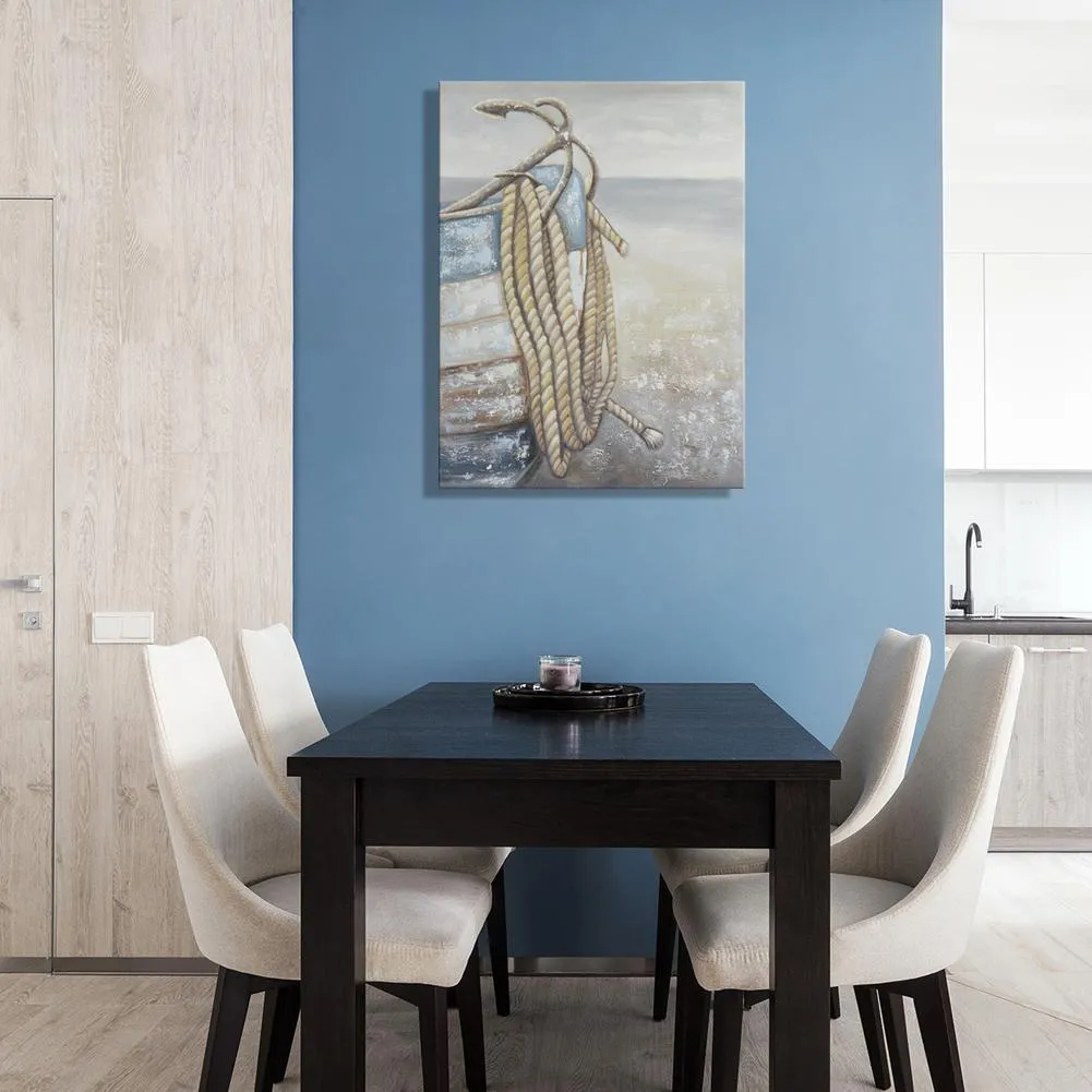 Handmade painting - Boat Anchor in Morandi Blue 30x40 Inch (75x100cm)