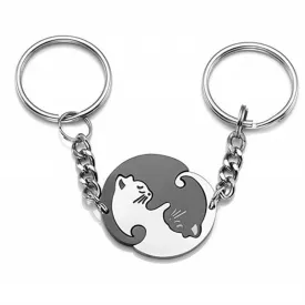 Hugging Cats - Cute Matching Couples Keychain