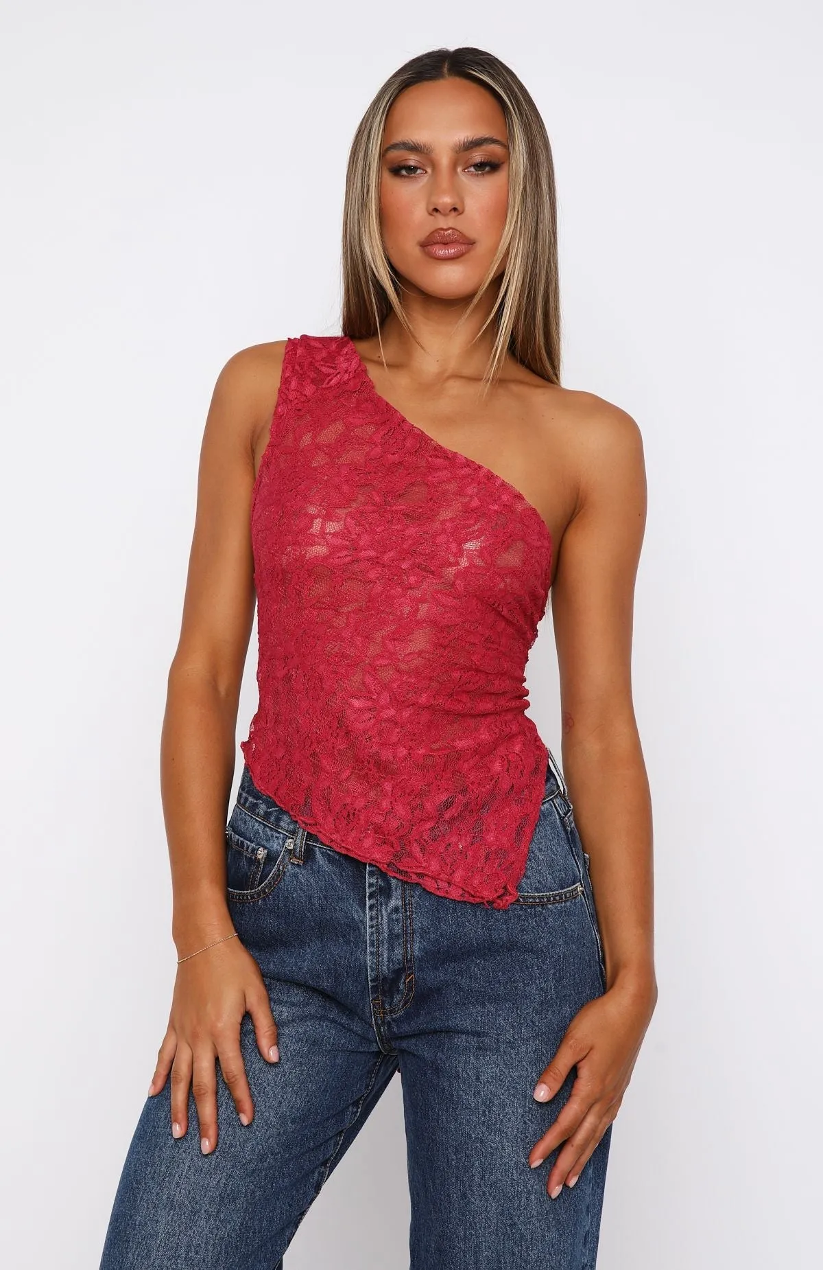 It's A Love Story Lace Top Berry