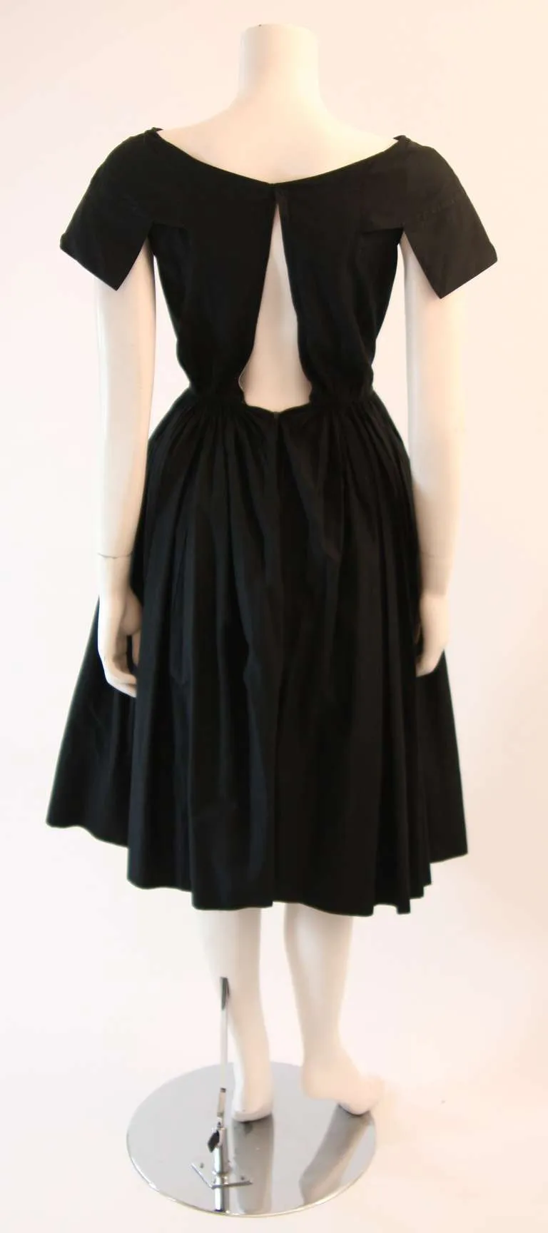 JAMES GALANOS Circa 1950s Black Boat Neck Cocktail Dress