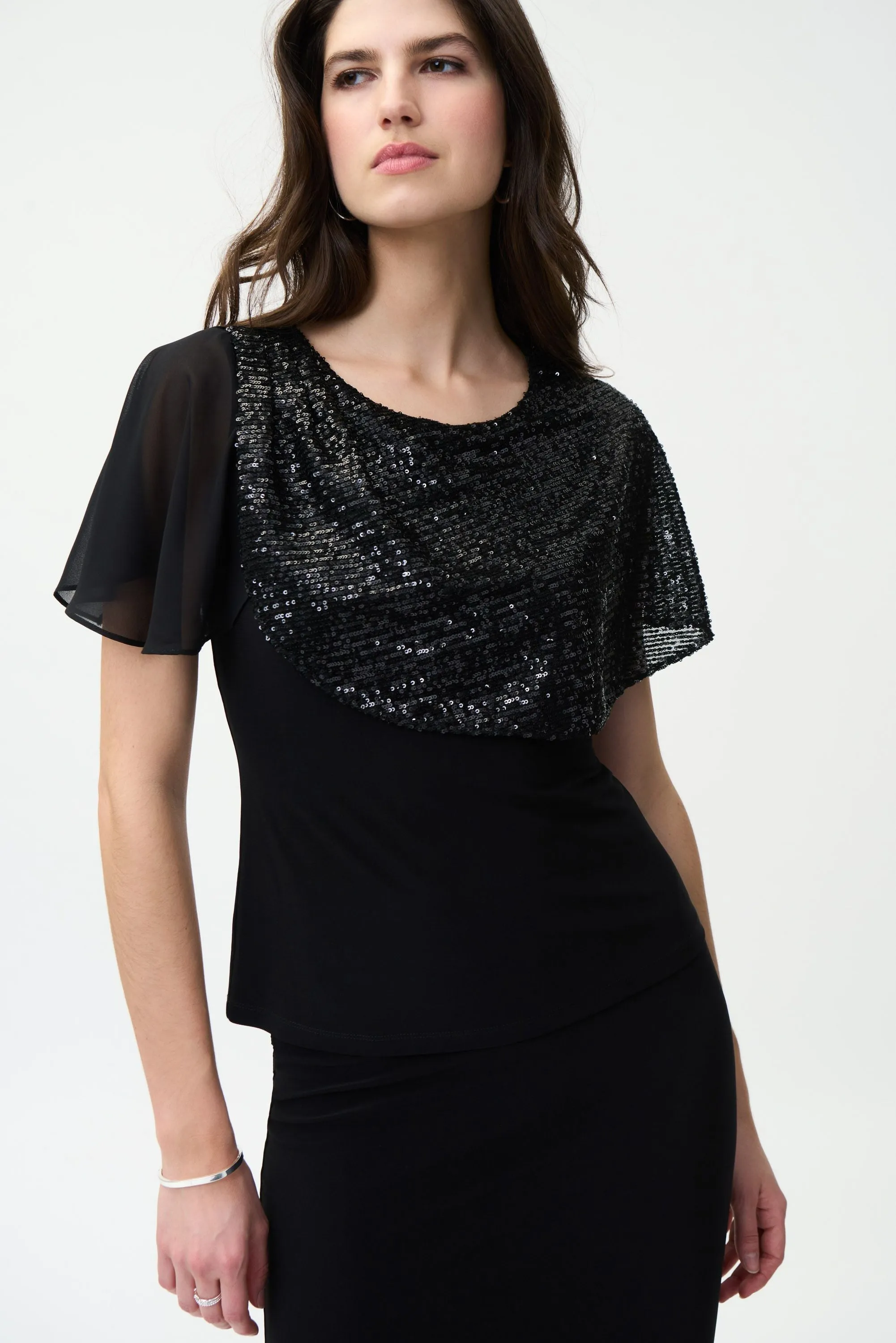 Joseph Ribkoff Sequin Overlay Top - 224095