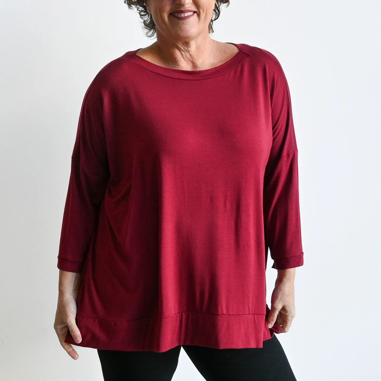 Just Wow Boat Neck Top in Bamboo by KOBOMO