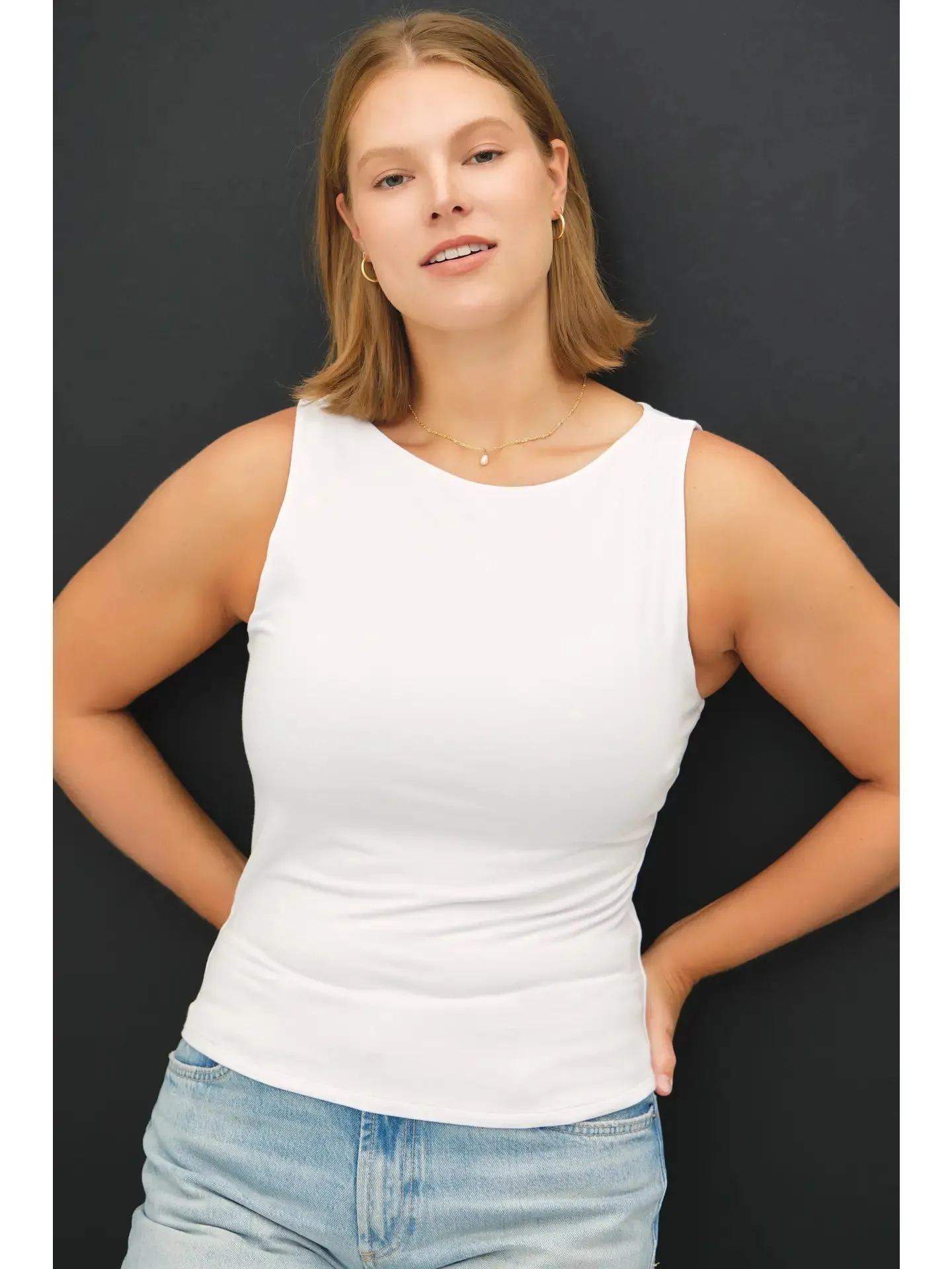 Kimberly Boat Neck Tank- Plus Size