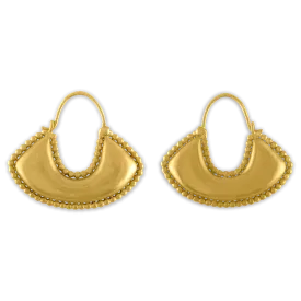 Large Granulated Boat-Shaped Hoop Earrings