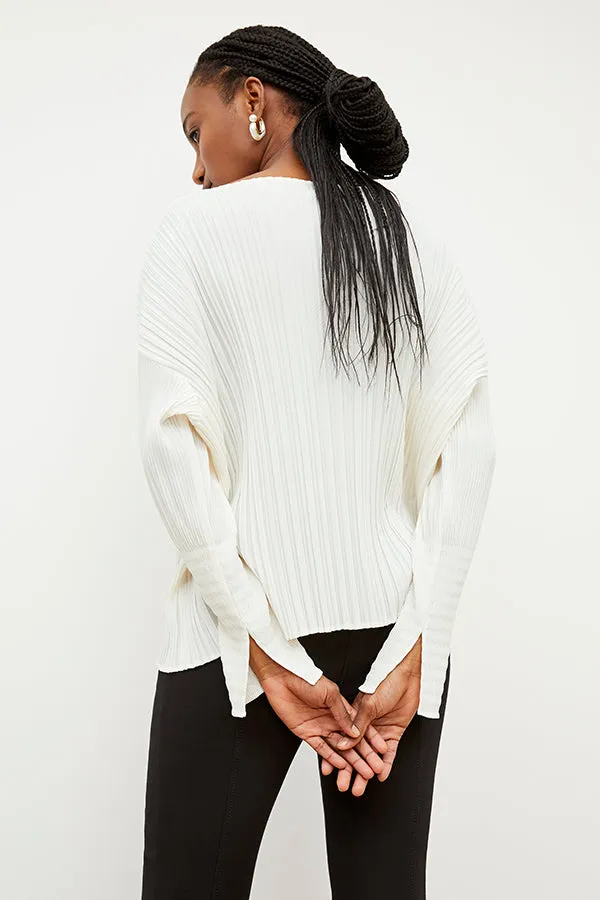 Lasha Top - Micro Pleat :: Ivory