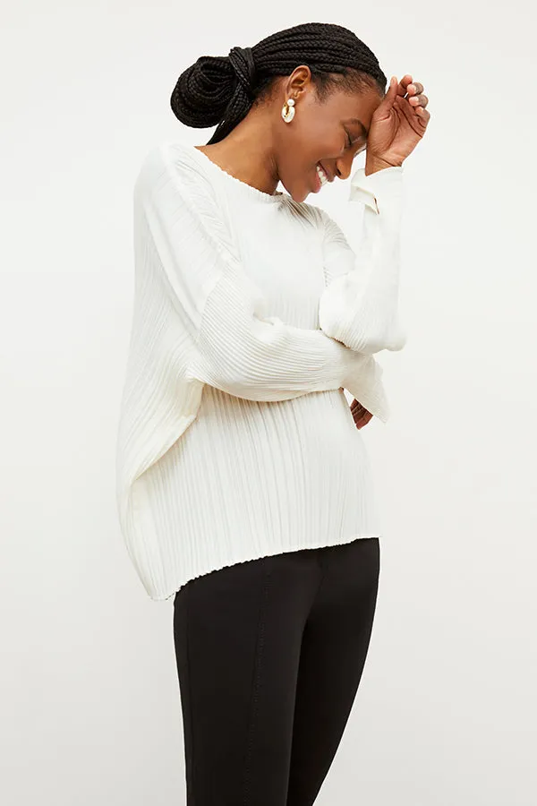 Lasha Top - Micro Pleat :: Ivory