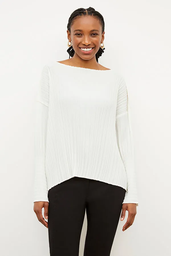 Lasha Top - Micro Pleat :: Ivory