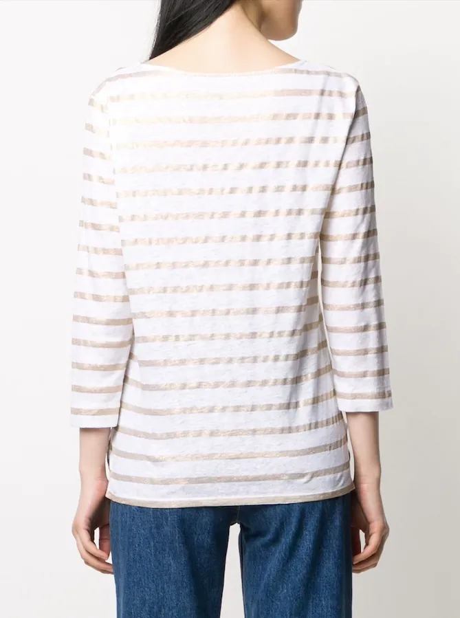 Linen Metallic Stripe Top - Gold