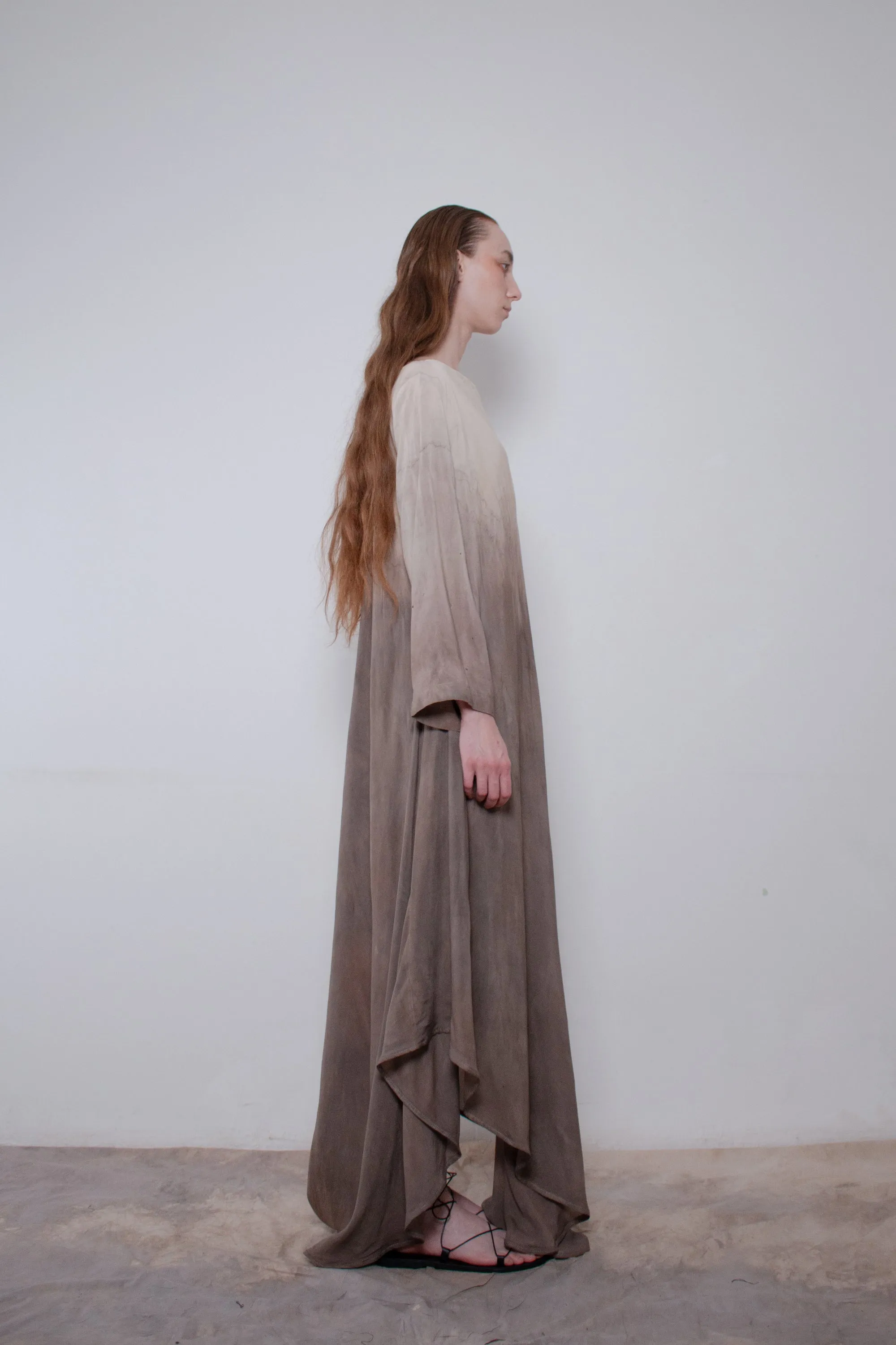 Naturally Dyed Dark Cotton Voile Dress