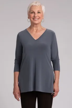 Nu Ideal V-Neck Tunic | Melange Gunmetal