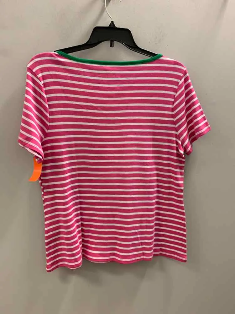 NWT CHARTER CLUB PLUS SIZES Size XXL PNK/WHT/GRN Stripe SHORT SLEEVES TOP