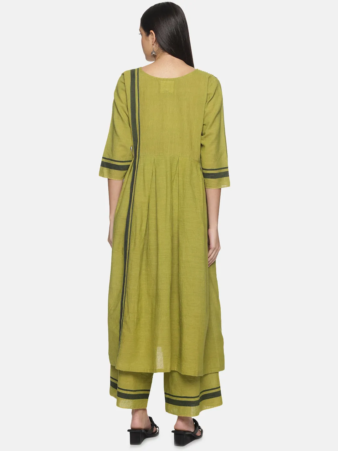 Olive Green Handloom Co-ord Set