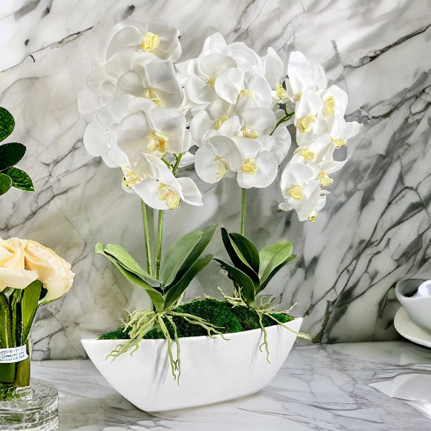 Orchid Centerpiece in Boat Bowl