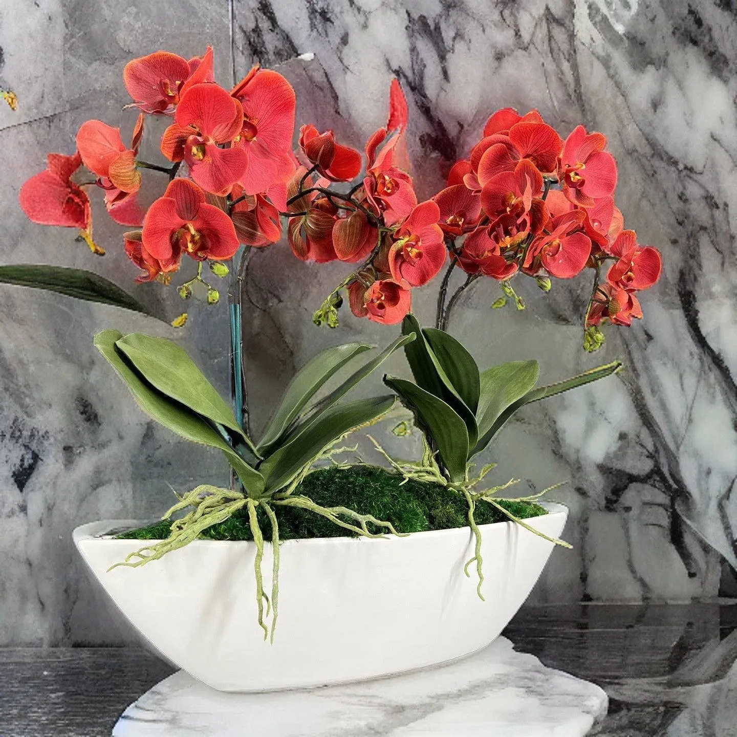 Orchid Centerpiece in Boat Bowl