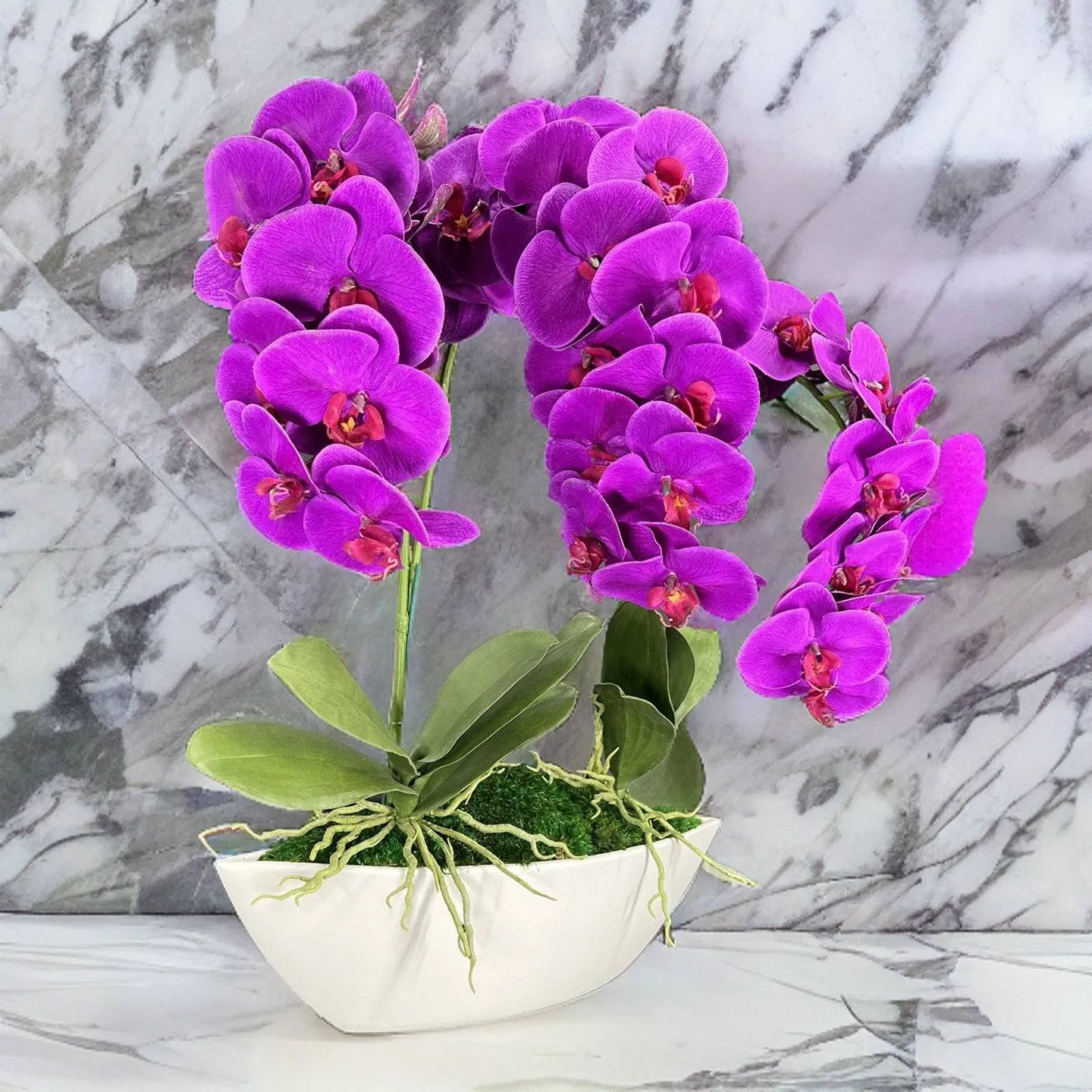 Orchid Centerpiece in Boat Bowl