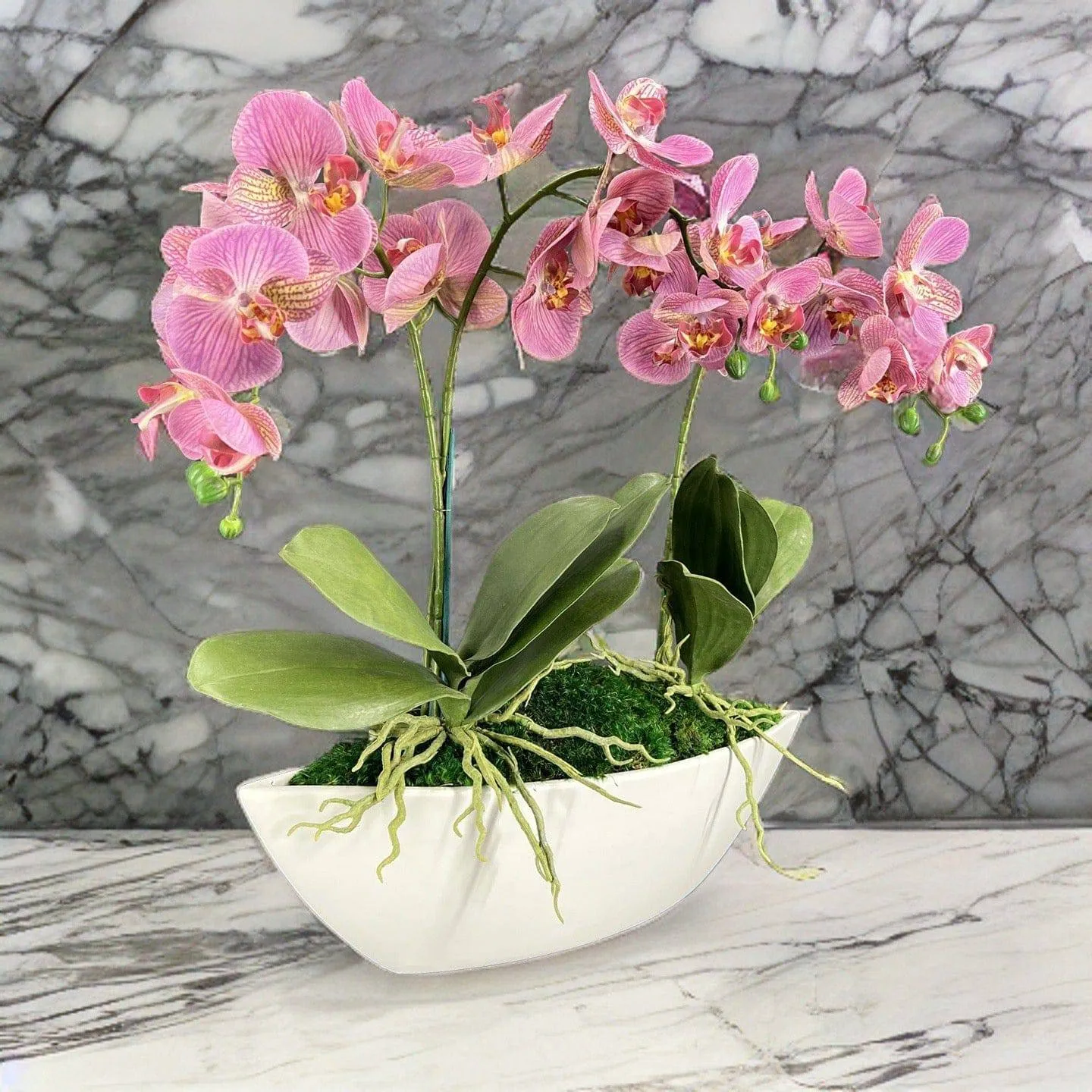 Orchid Centerpiece in Boat Bowl