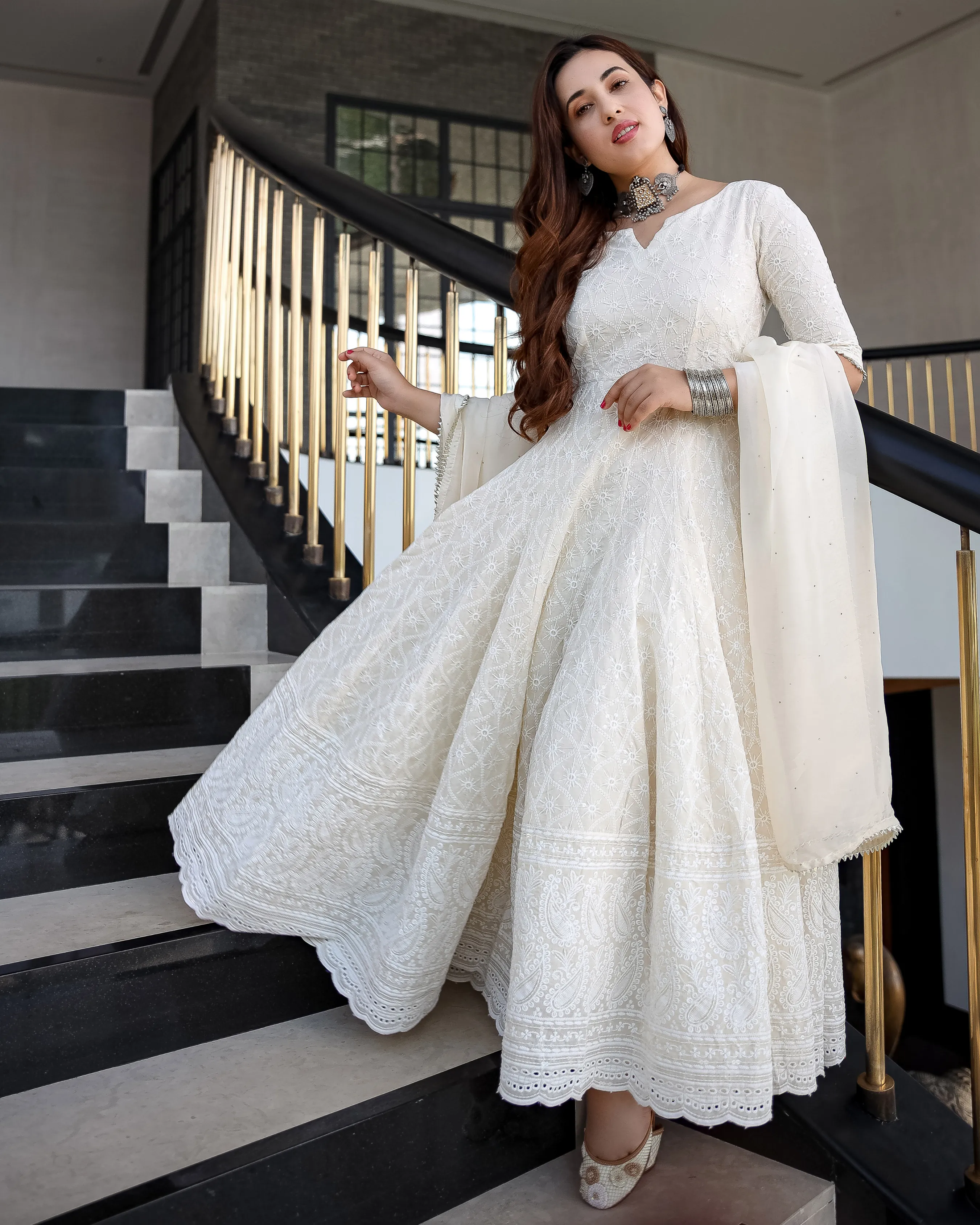 Pearl Ivory Anarkali Set