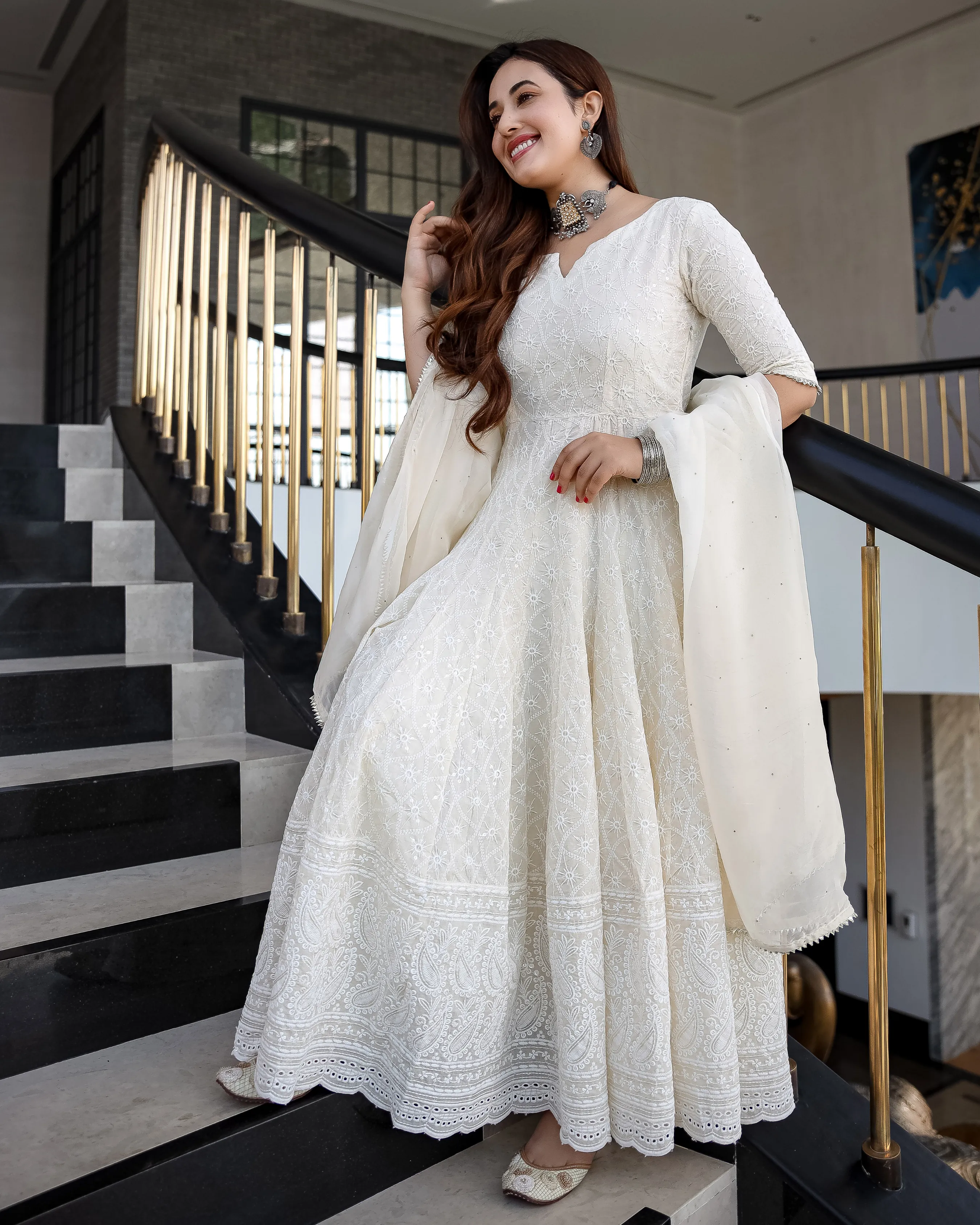 Pearl Ivory Anarkali Set