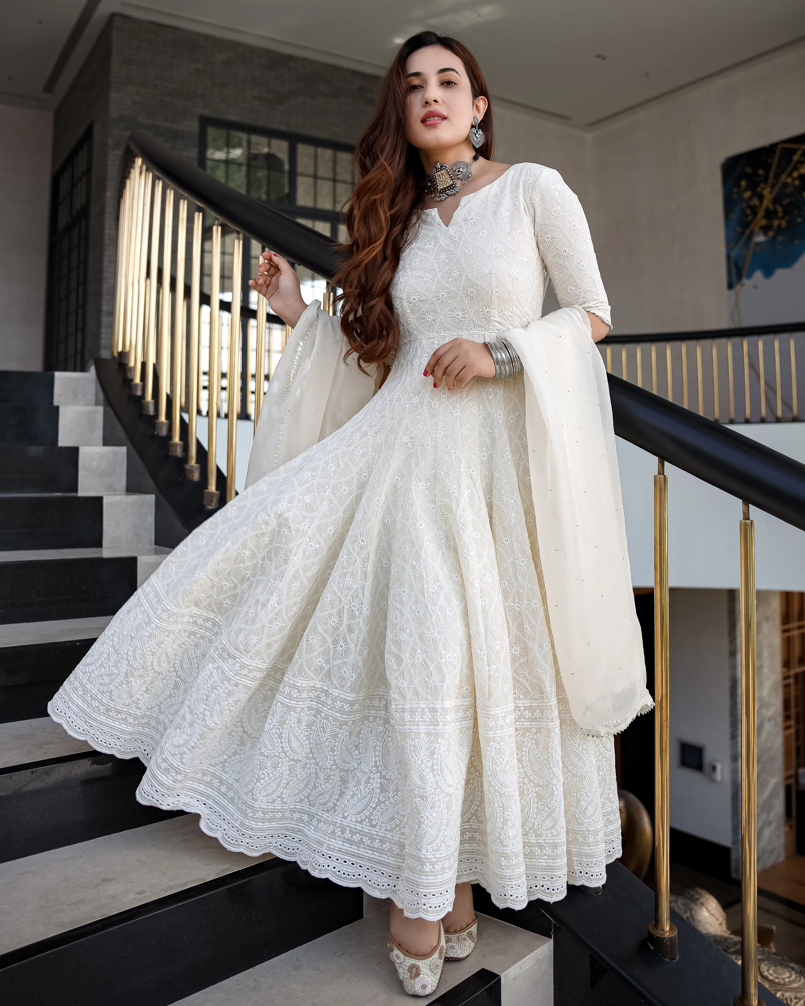 Pearl Ivory Anarkali Set