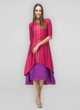 Pink Silk Layered Dress