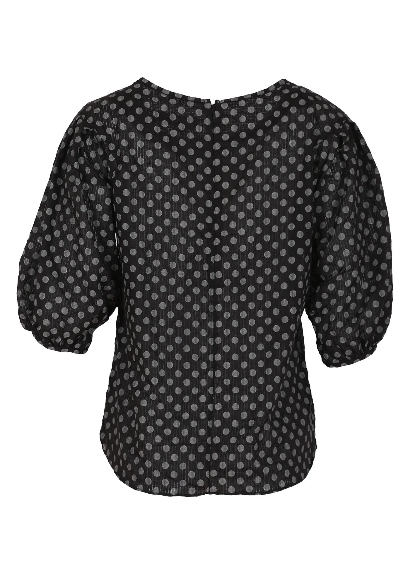 Polka Dot Blouse Black in Seersucker