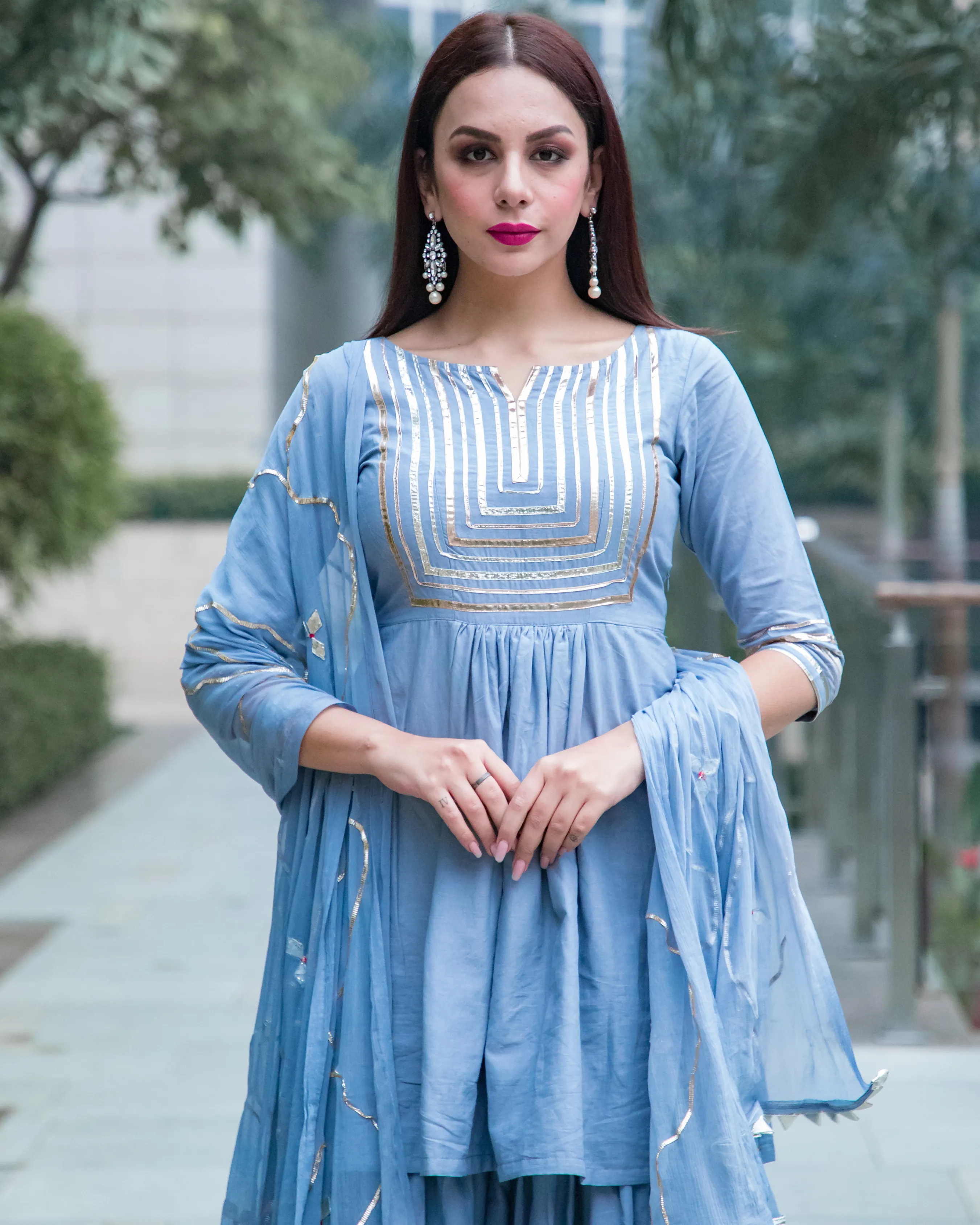 Powder Blue Gotapatti Sharara Set