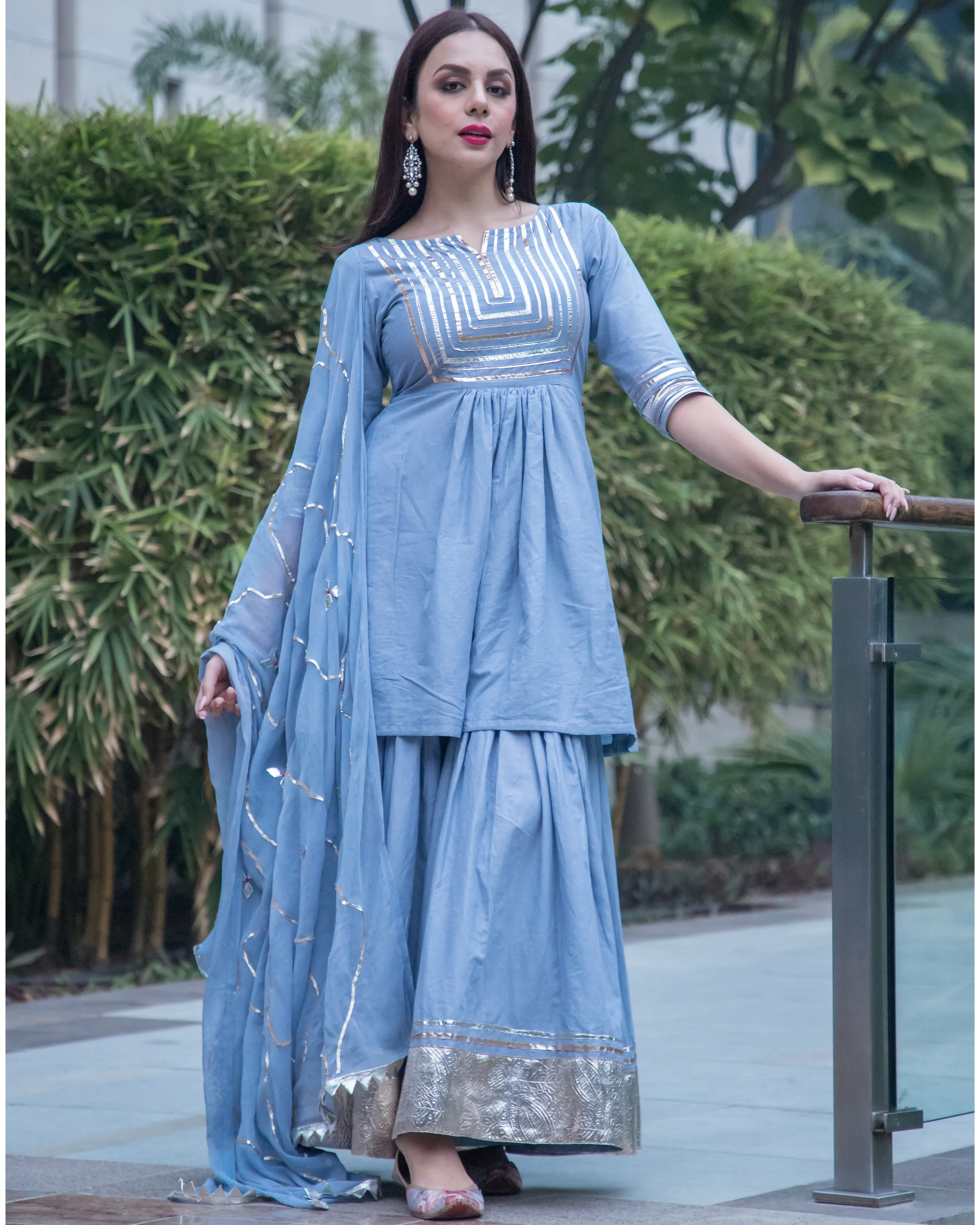 Powder Blue Gotapatti Sharara Set